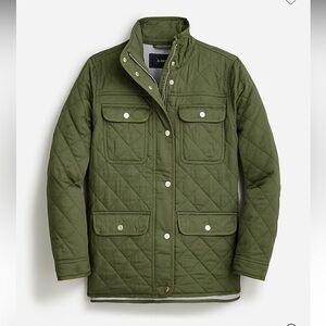 J.Crew Quilted Downtown Field Jacket in Deep Moss